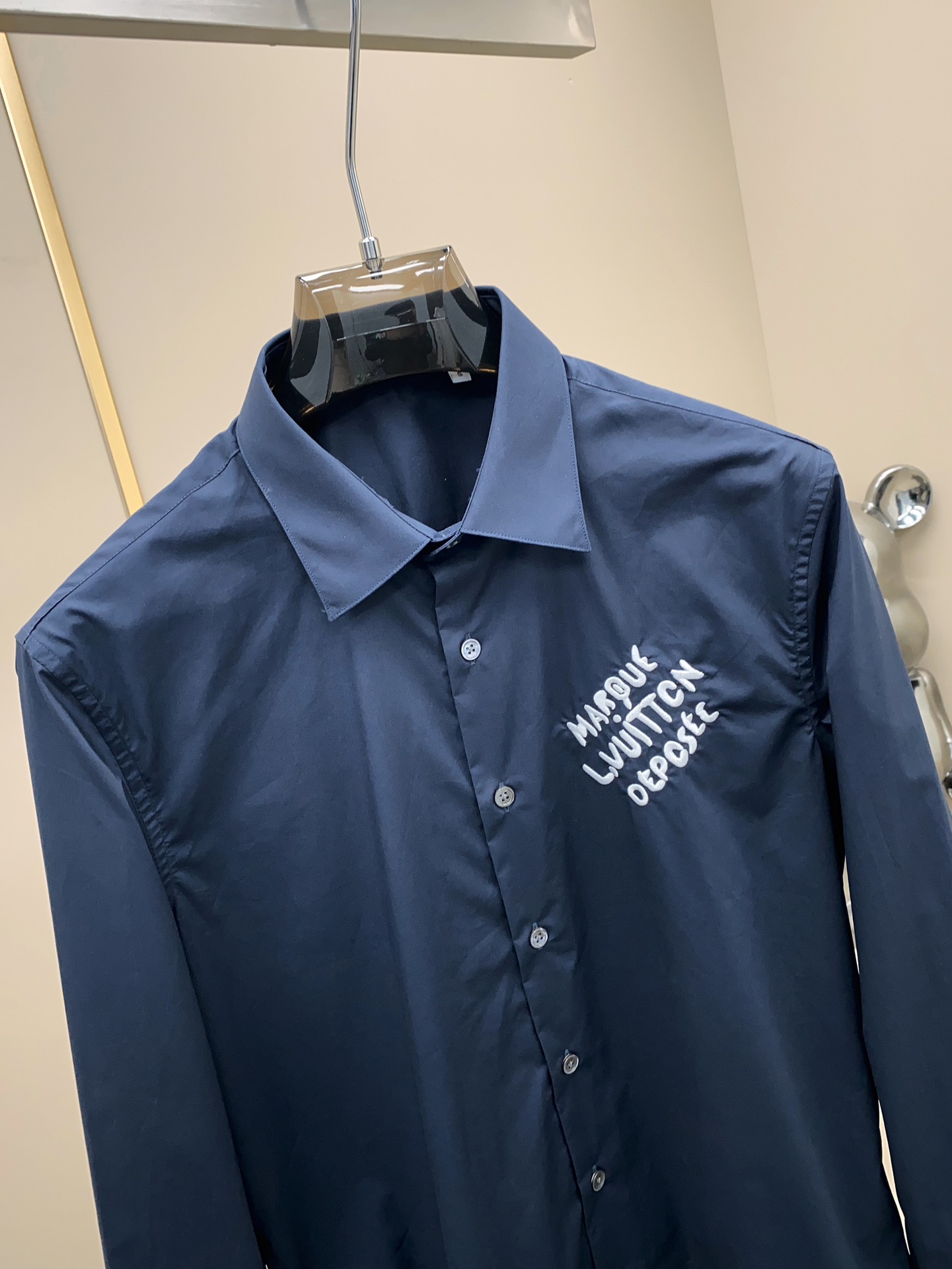 頂級字母刺繡LV高仿路易威登純棉長袖襯衣男裝衣服