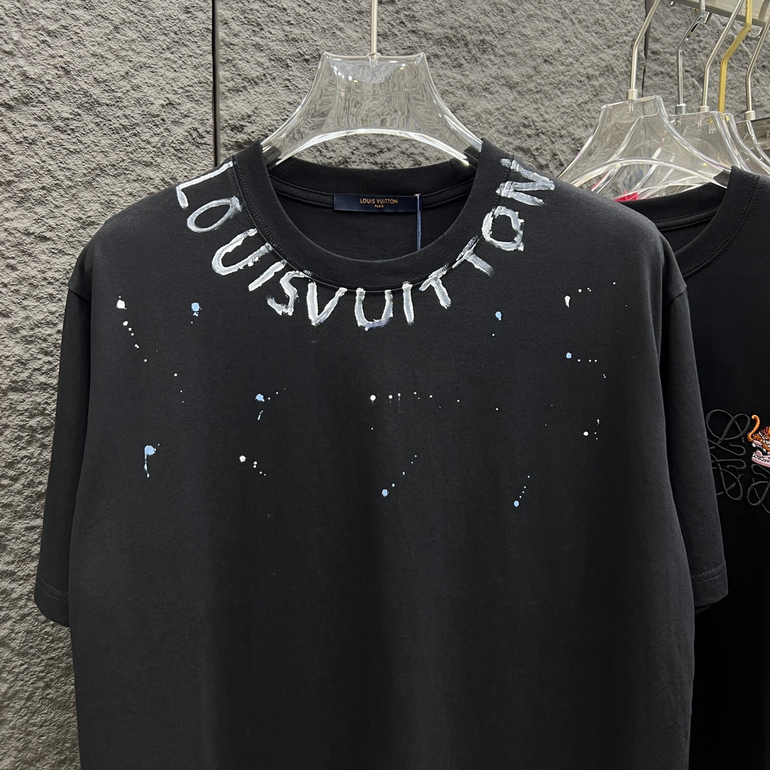 新款上市頂級原單路易威登春夏新品印花短袖T恤 黑色
