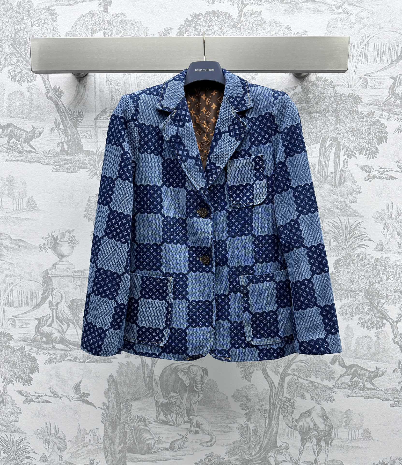 LV高仿盤棋格設計經典全棉西裝男裝西服外套