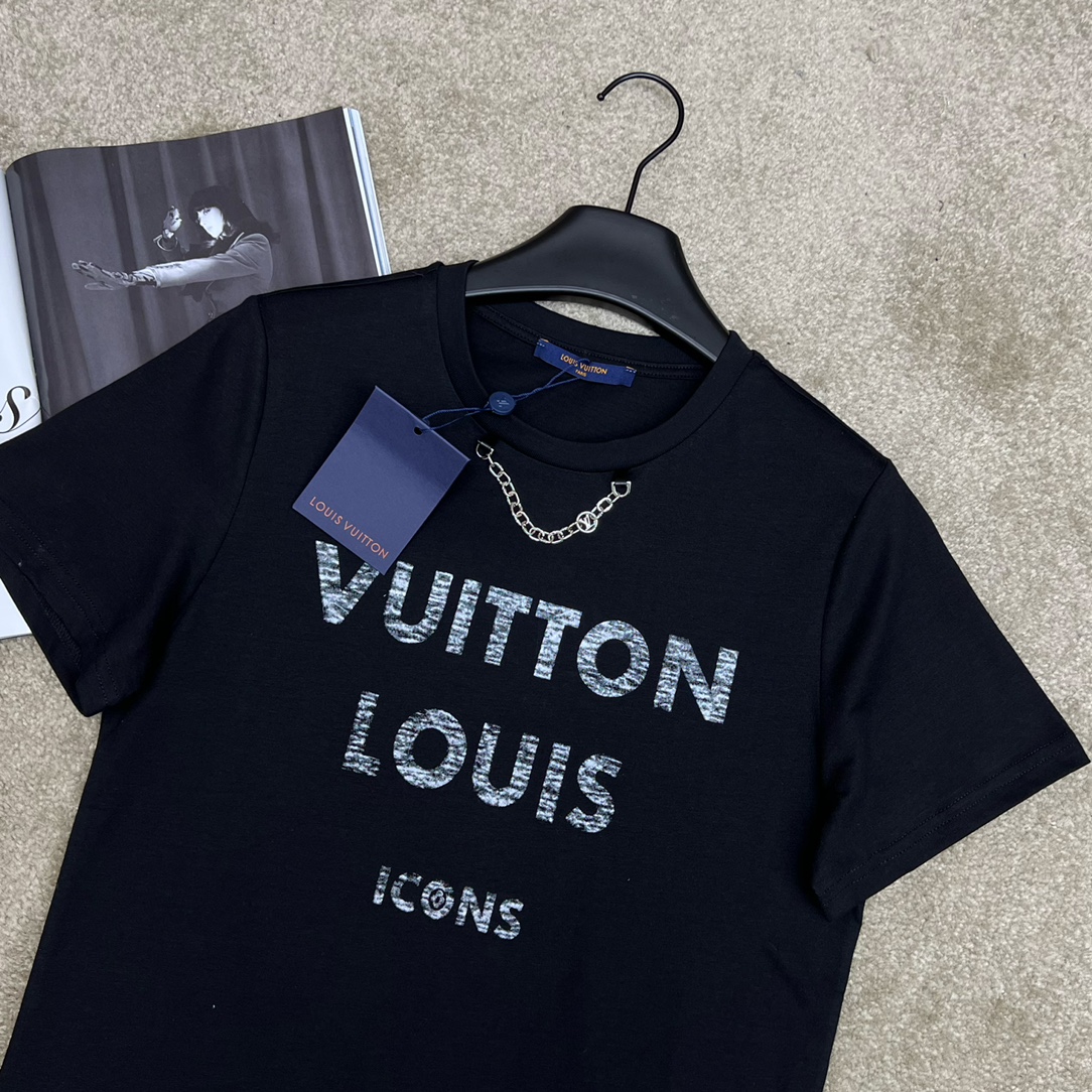 Louis Vuitton高仿LV字母印花男女同款短袖T恤