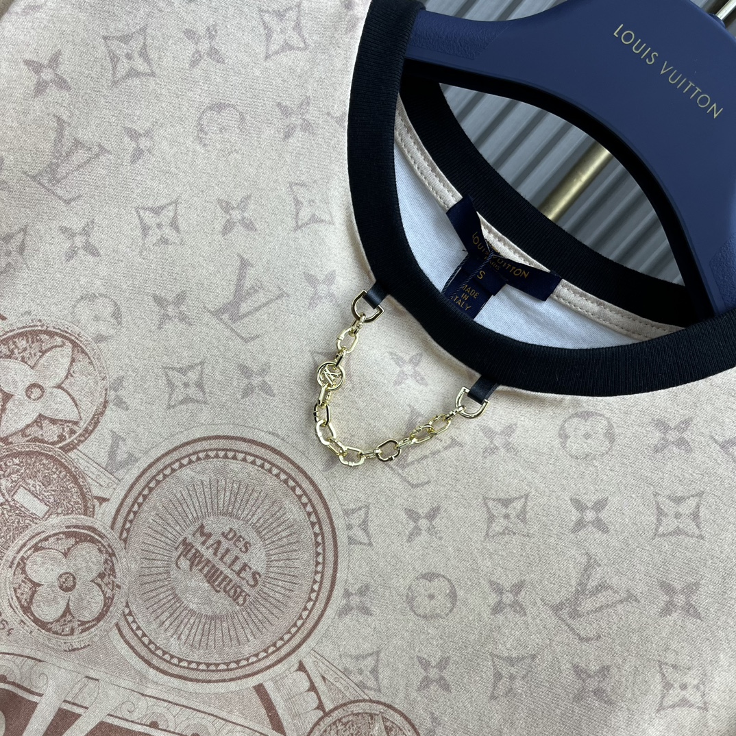 Louis Vuitton頂級原單全棉材質絲光處理圖案女裝短袖T恤