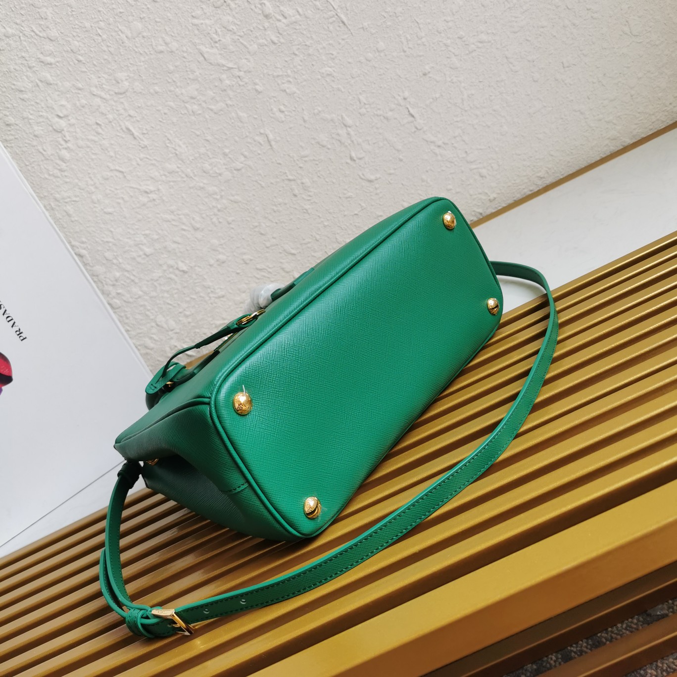 複刻普拉達包包 中號Prada Galleria Saffiano皮革手袋 殺手包 緑色