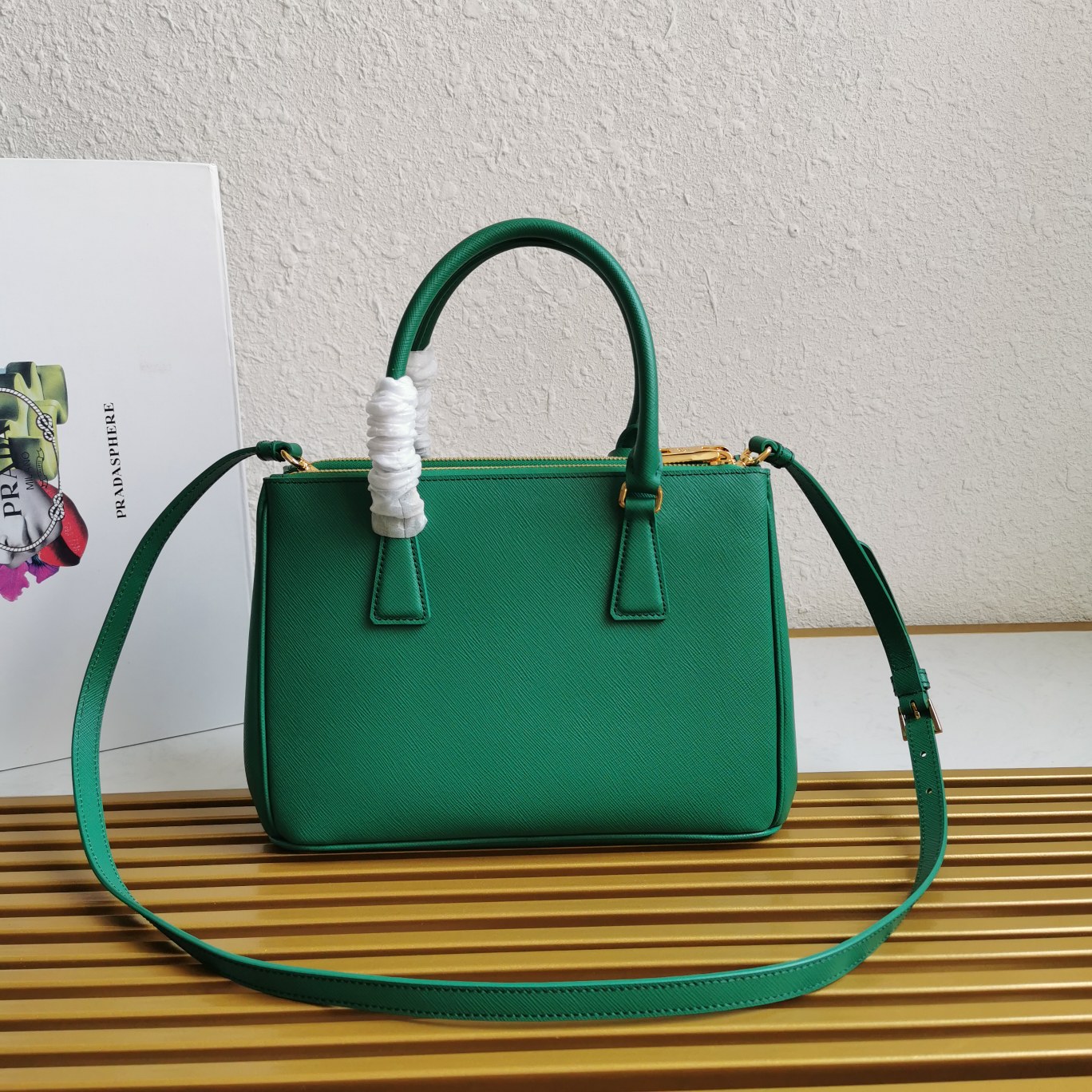 複刻普拉達包包 中號Prada Galleria Saffiano皮革手袋 殺手包 緑色