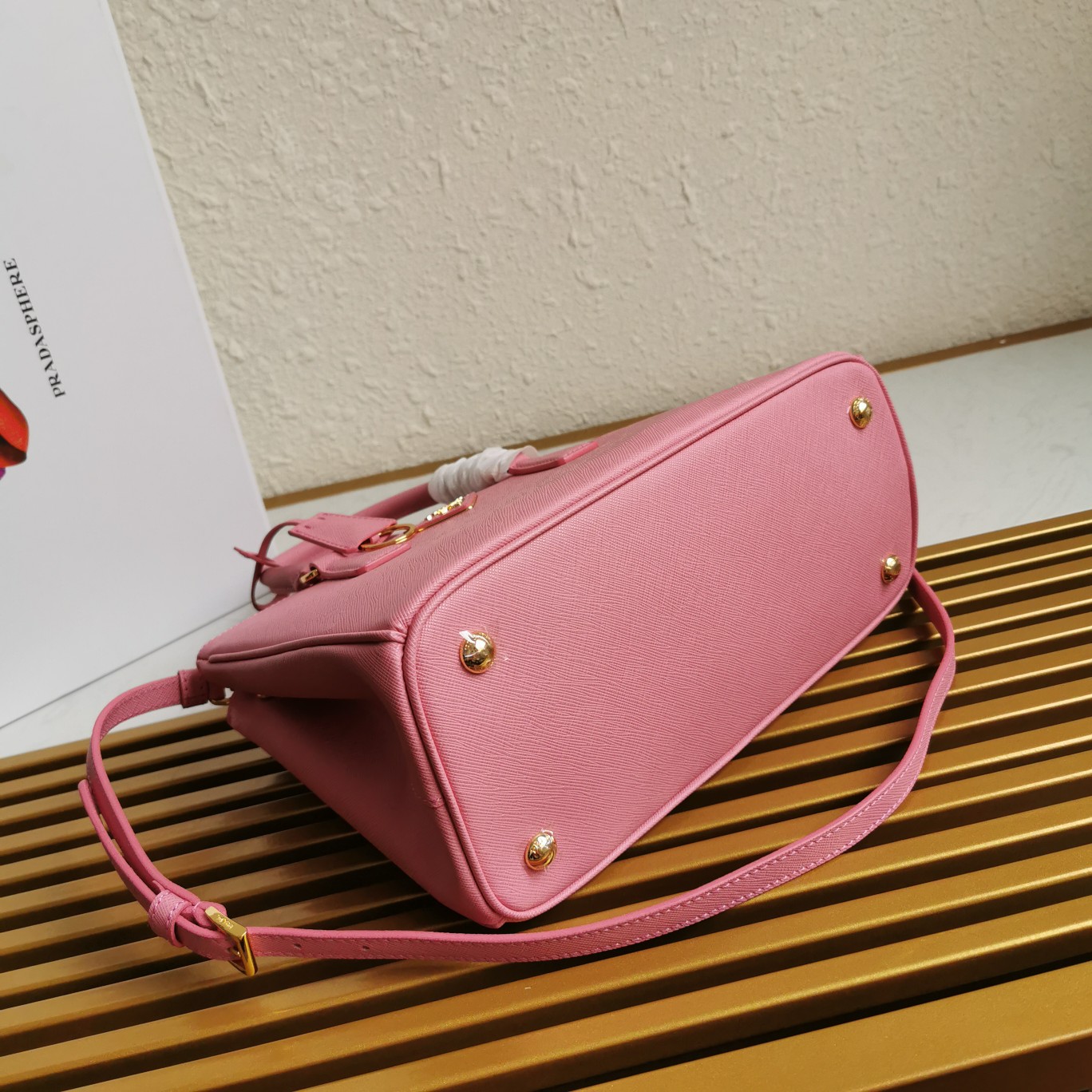 複刻普拉達包包 中號Prada Galleria Saffiano皮革手袋 殺手包 粉紅
