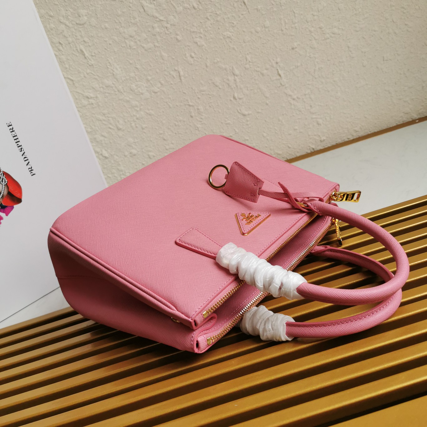 複刻普拉達包包 中號Prada Galleria Saffiano皮革手袋 殺手包 粉紅