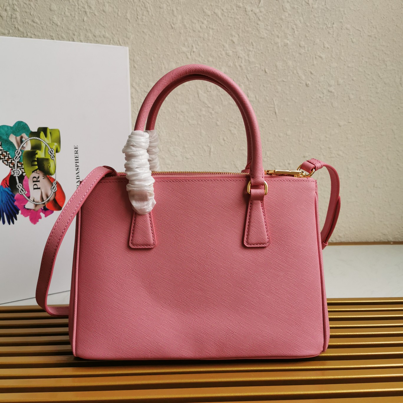 複刻普拉達包包 中號Prada Galleria Saffiano皮革手袋 殺手包 粉紅