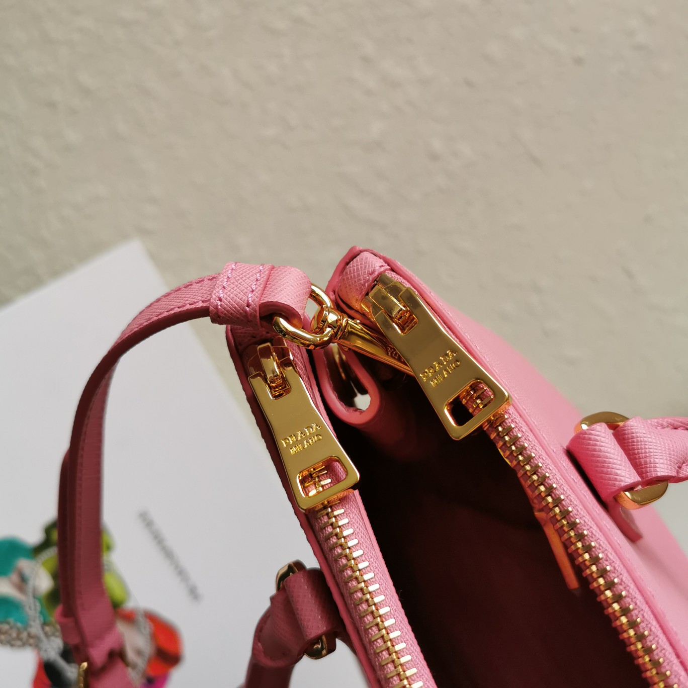 複刻普拉達包包 中號Prada Galleria Saffiano皮革手袋 殺手包 粉紅