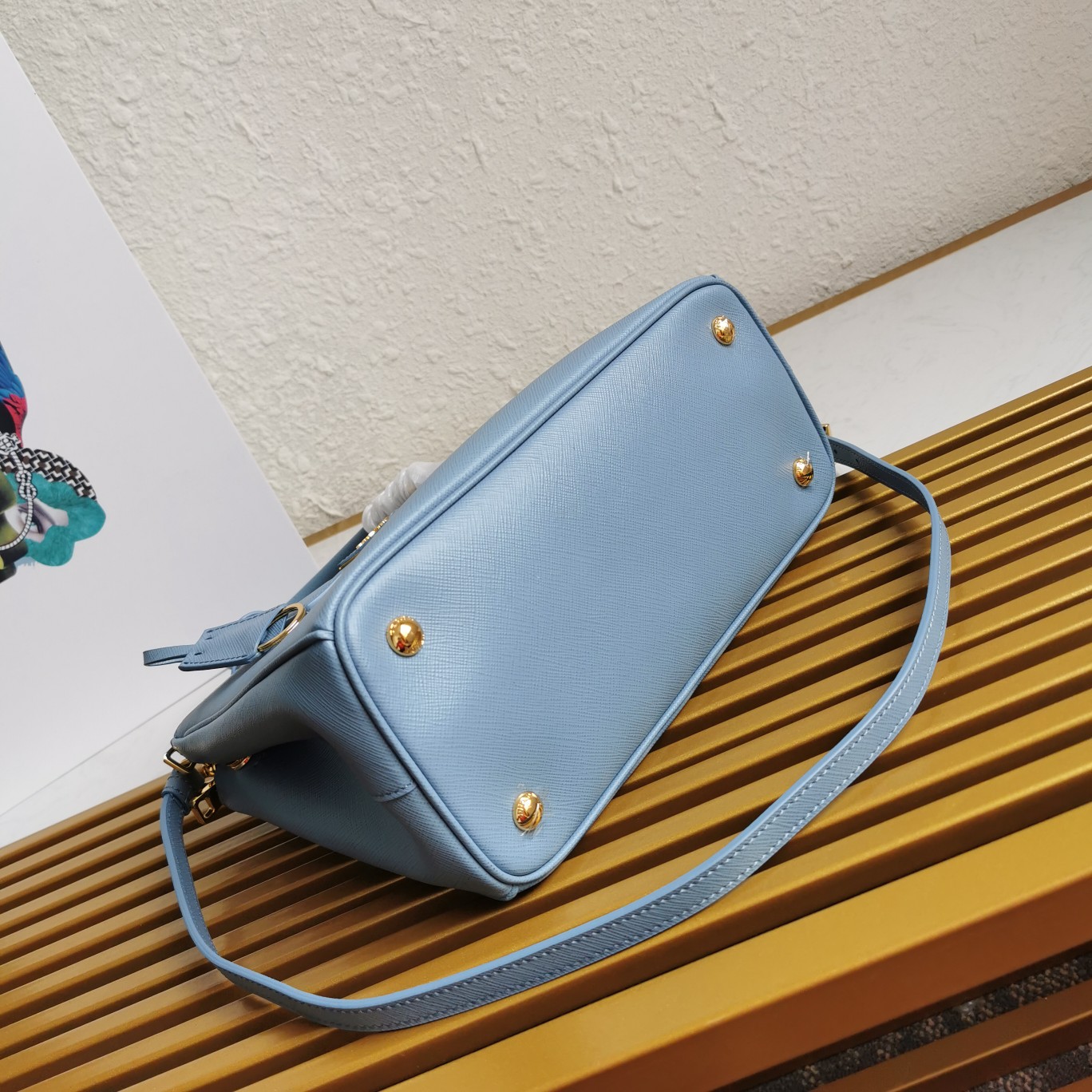 複刻普拉達包包 中號Prada Galleria Saffiano皮革手袋 殺手包 淺藍