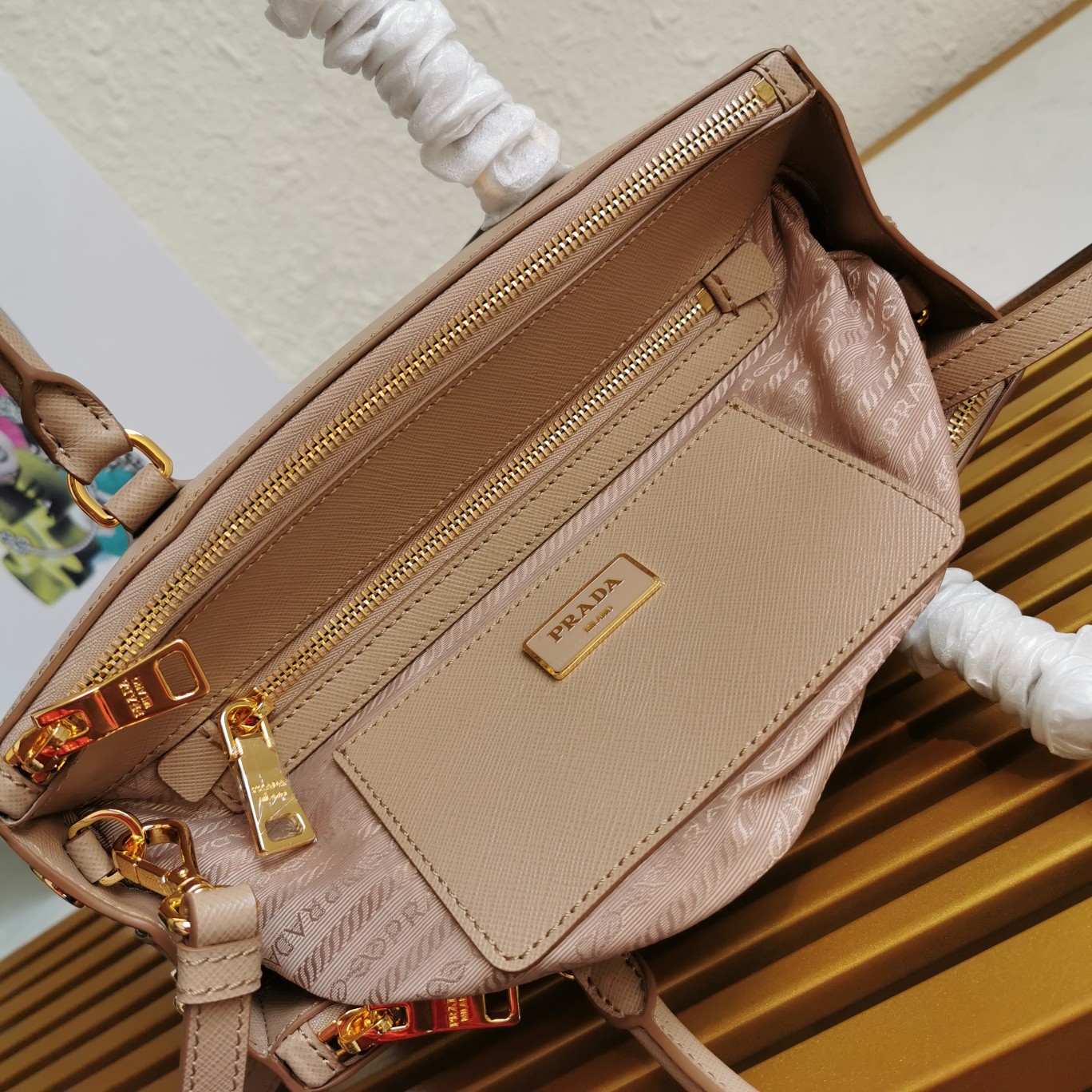 複刻普拉達包包 中號Prada Galleria Saffiano皮革手袋 殺手包 棕色