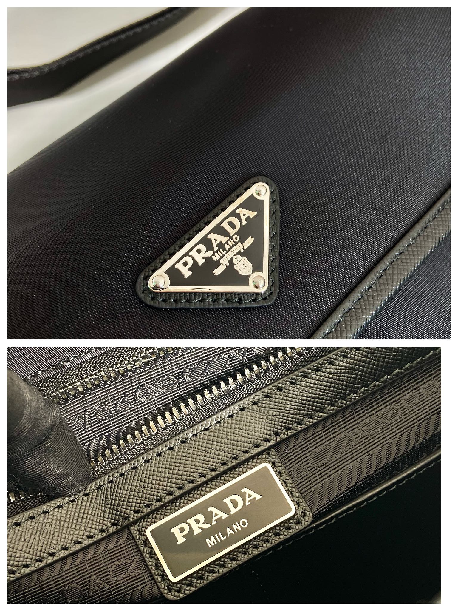 原單複刻普拉達包包 Prada Re-Nylon和Saffiano皮革單肩包 黑