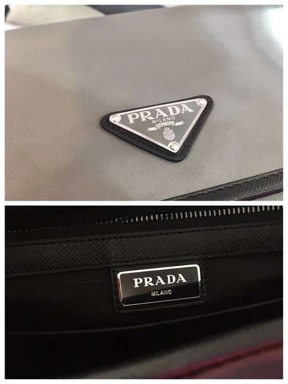 原單複刻普拉達包包 Prada Re-Nylon和Saffiano皮革單肩包 灰
