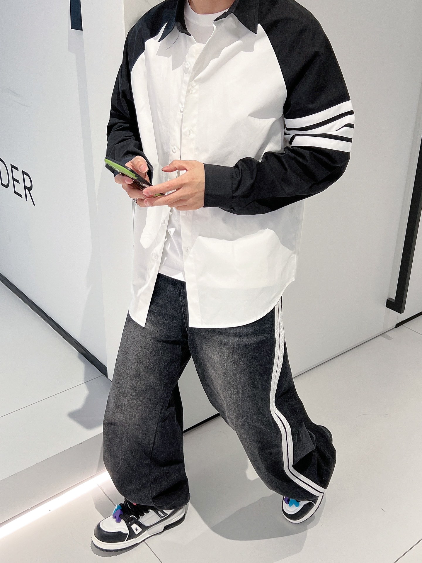 THOMBROWNETB撞色設計男裝高仿衣服長袖襯衣