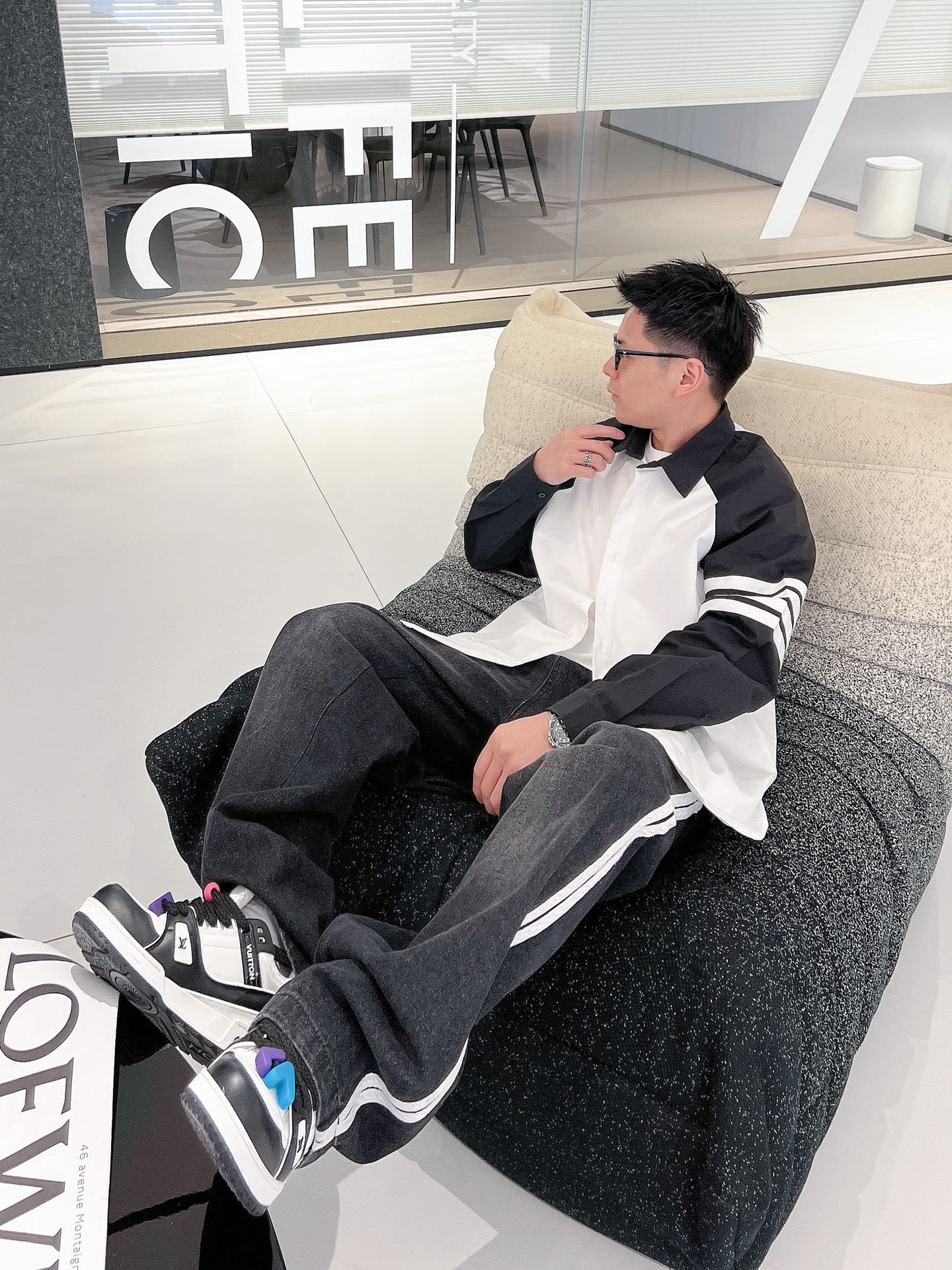 THOMBROWNETB撞色設計男裝高仿衣服長袖襯衣