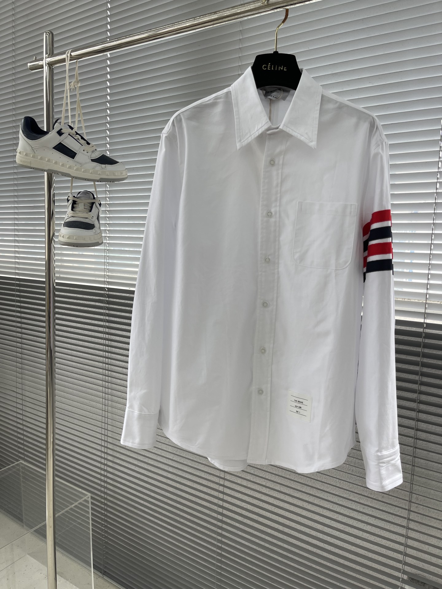 特姆佈朗撞色設計頂級高仿精品衣服長袖襯衣牛津紡