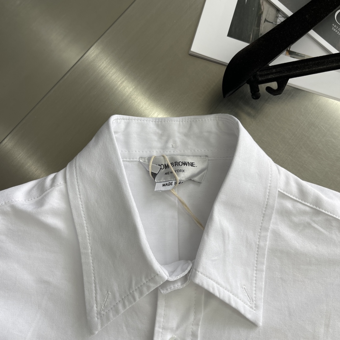 特姆佈朗撞色設計頂級高仿精品衣服長袖襯衣牛津紡