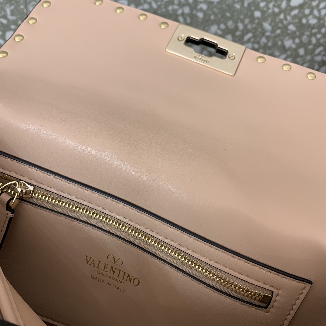原單複刻VALENTINO華倫天奴包包 ROCKSTUD SPIKE中號軟牛革手袋 金色