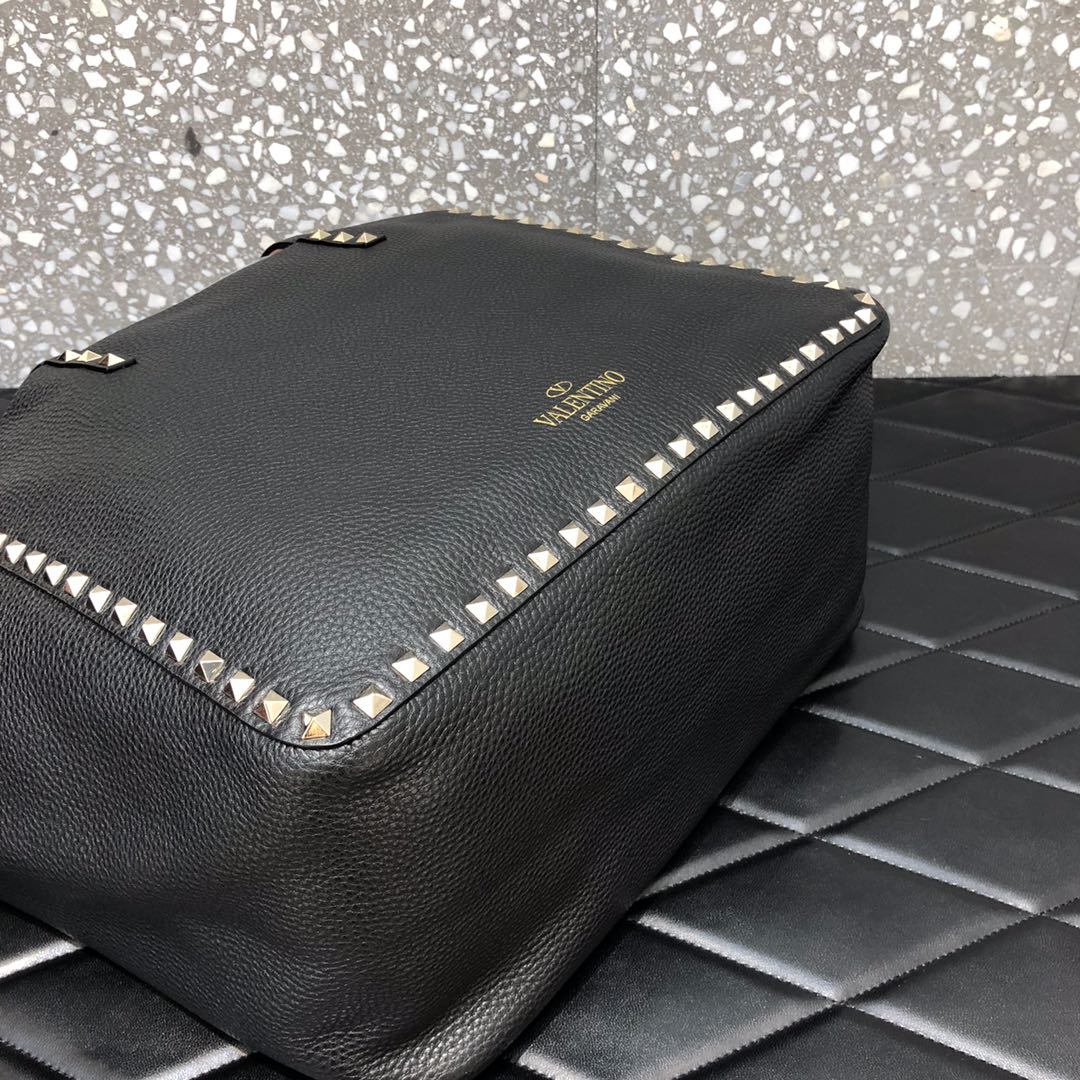 1比1原單VALENTINO華倫天奴包包 ROCKSTUD TOTE BAG雙面購物包 黑-粉