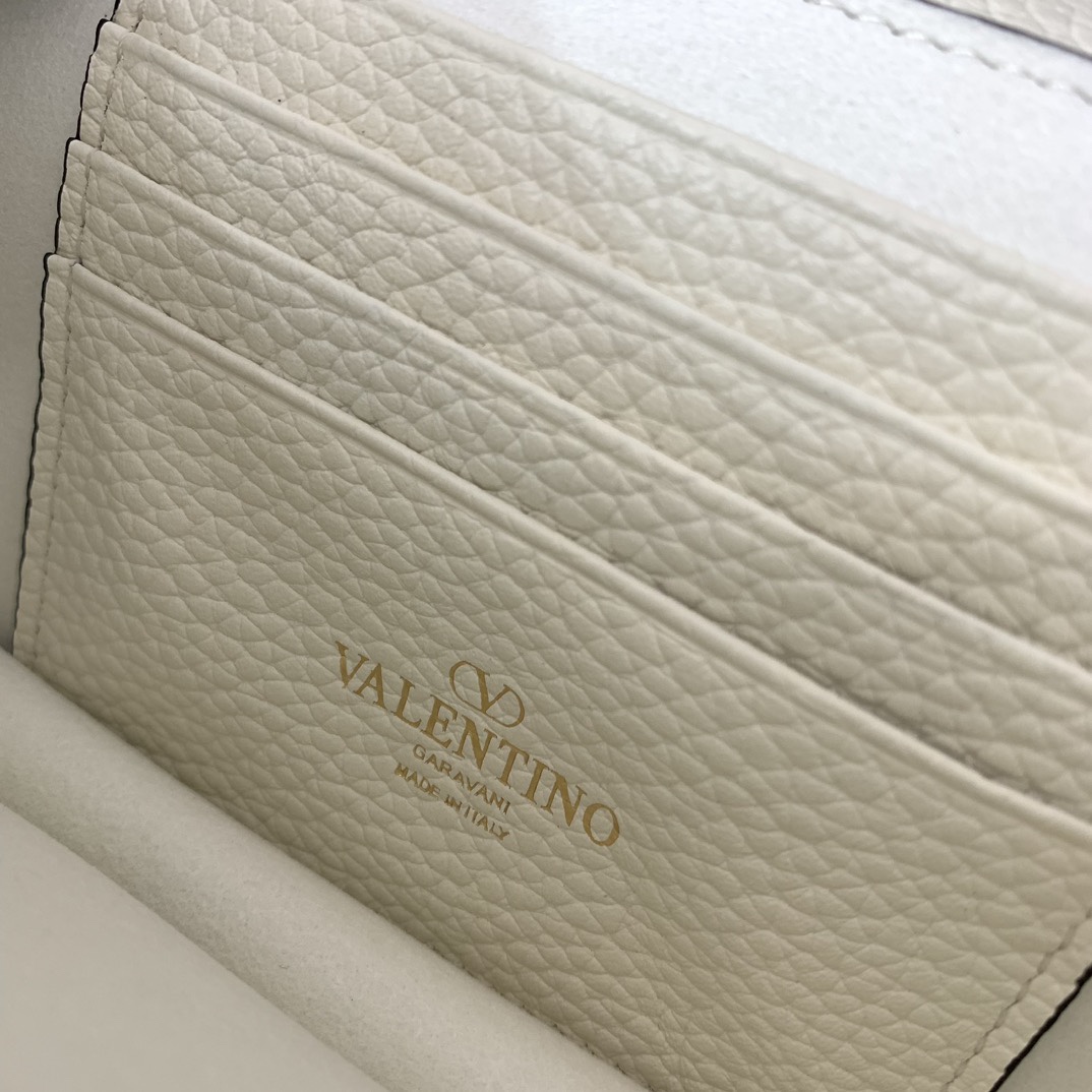 原單VALENTINO華倫天奴包包 Garavani ROCKSTUD粒面小牛皮鏈條手袋 米白