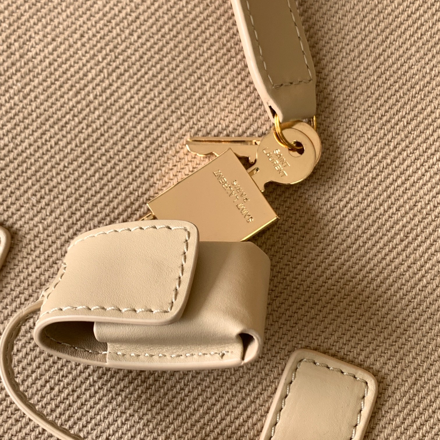 原單YSL聖羅蘭包包 sac de jour牛皮+啞麻布手挽袋 風琴包26cm