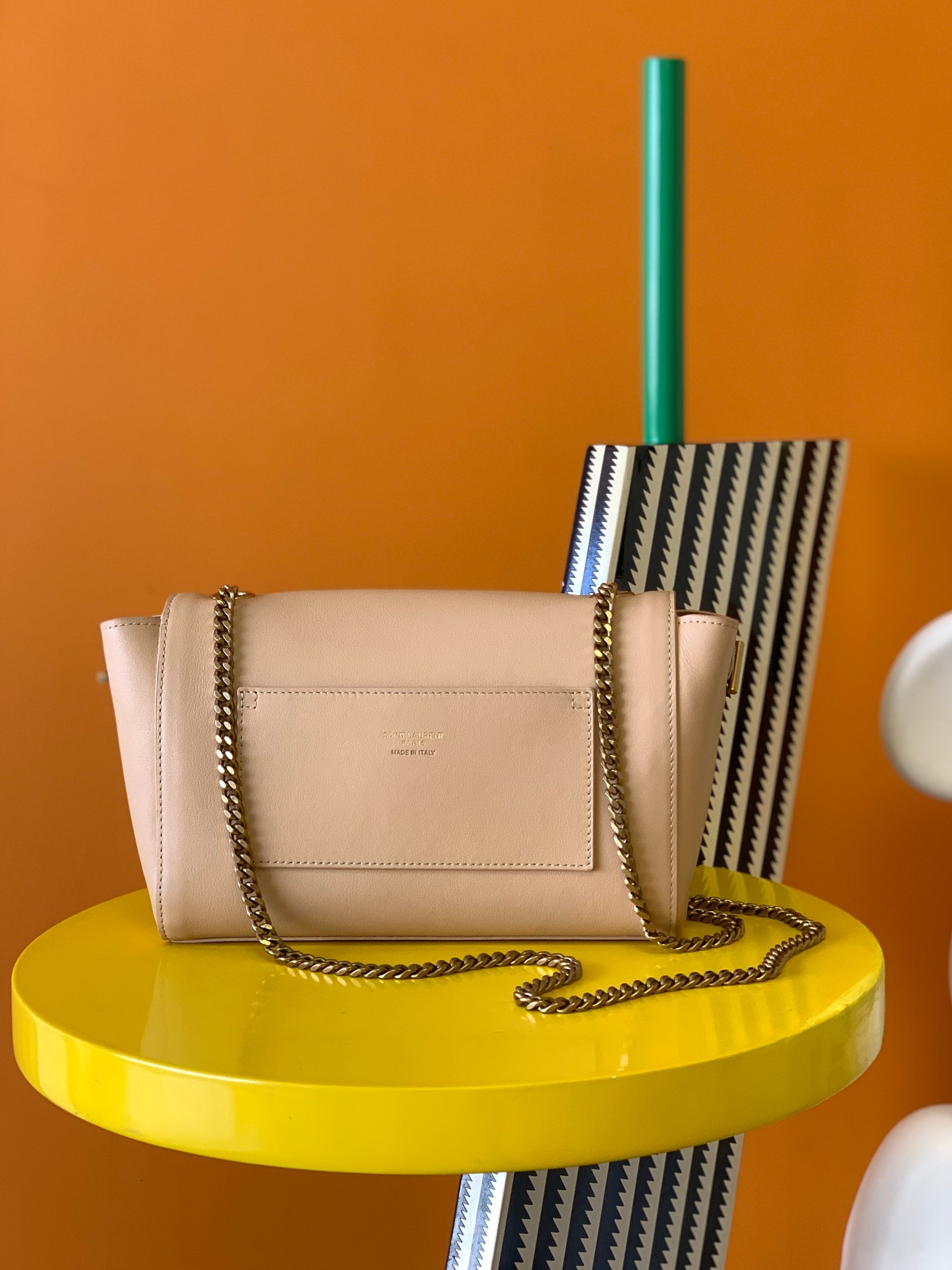 専櫃複刻YSL聖羅蘭包包 kate正反兩用麂皮&平紋牛皮手袋22cm 杏色
