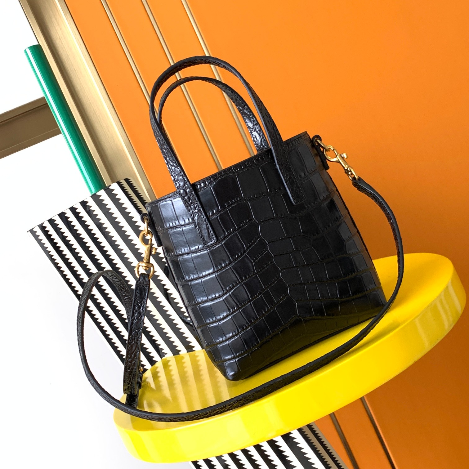 高仿YSL聖羅蘭包包 saint laurent paris鱷魚皮壓紋皮革迷你toy購物袋
