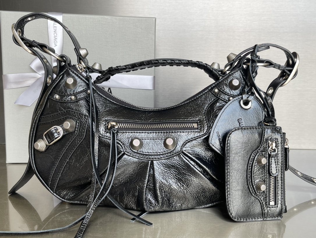 専櫃1比1 BALENCIAGA巴黎世家 LE CAGOLE小號單肩包 油蠟黑
