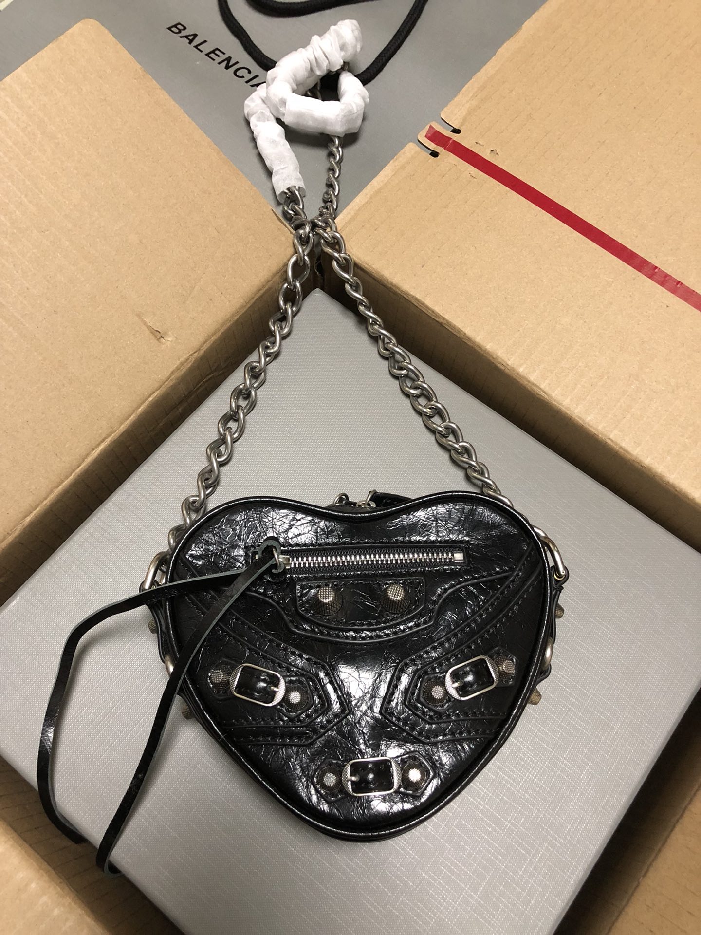 1比1複刻BALENCIAGA巴黎世家 LE CAGOLE HEART愛心包 迷你手袋 黑色