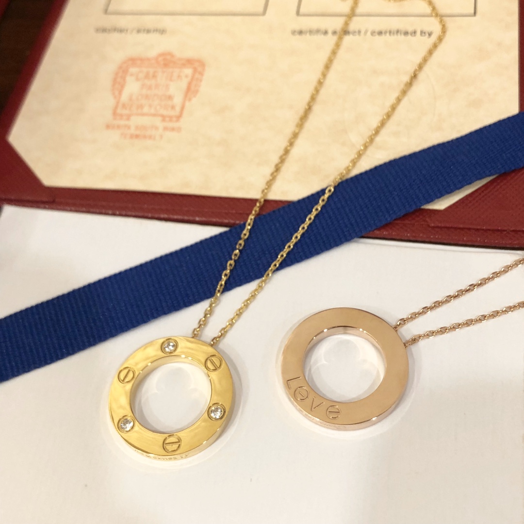 Cartier高仿love系列圓環3磚石項鏈 明星同款