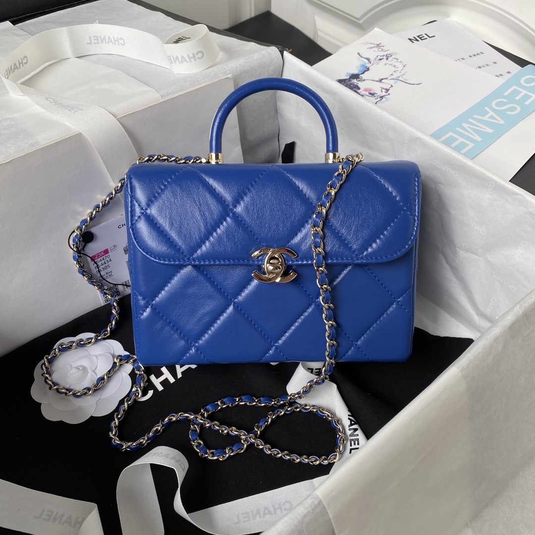 CHANEL頂級原單讓人眼前一亮女裝手提包藍色真皮