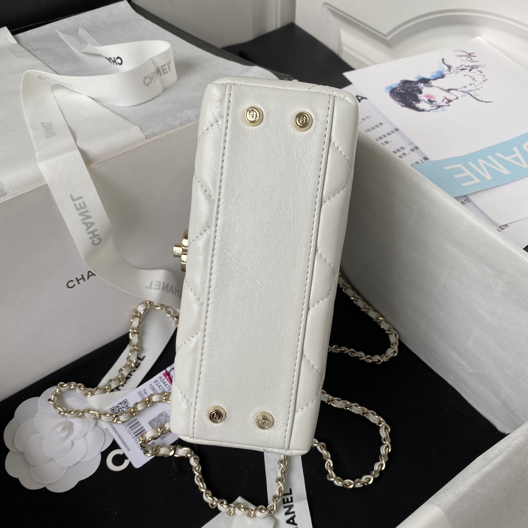 頂級奢侈品一比一原單CHANEL米白色鏈條包 方形包女款