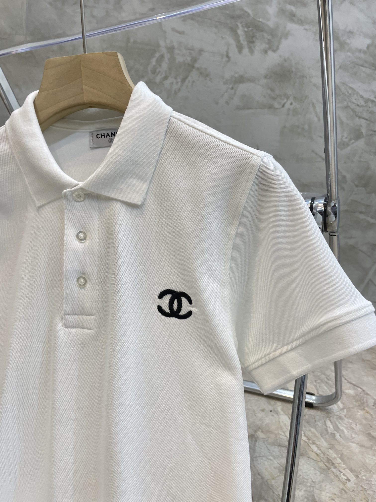 情侶款高仿香奈兒刺繡logoPolo衫短袖T恤