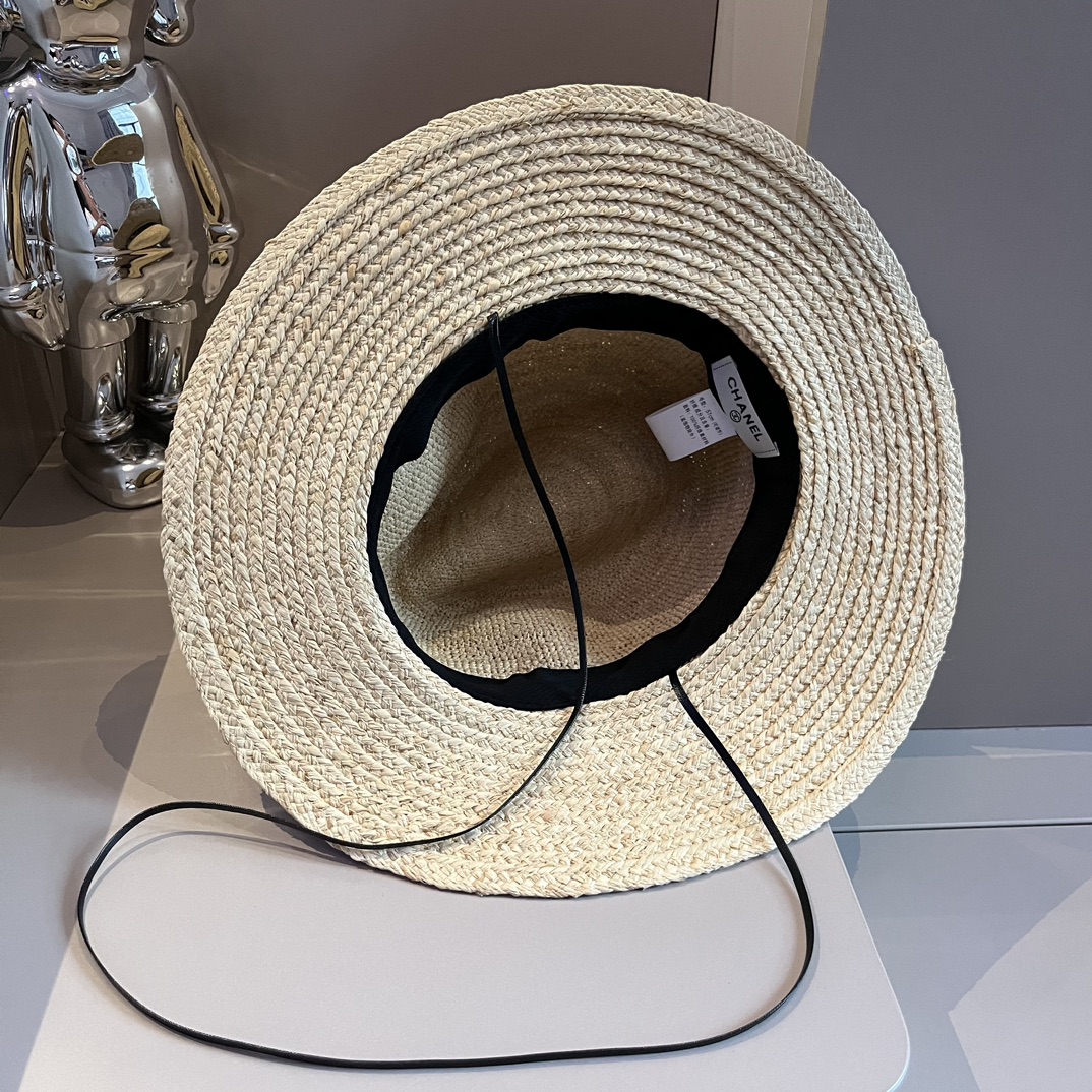 CHANEL高仿香奈兒拉菲草帽純手工打造高級定制寬邊 草帽 巴拿馬帽