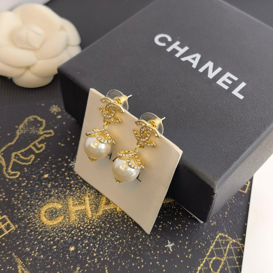 頂級原單CHANEL日常超級顯氣質耳環耳釘珍珠磚石