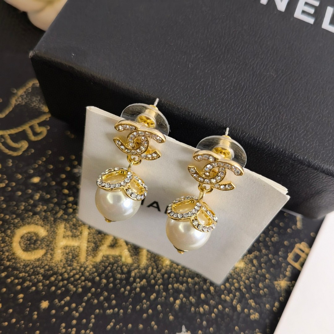 頂級原單CHANEL日常超級顯氣質耳環耳釘珍珠磚石
