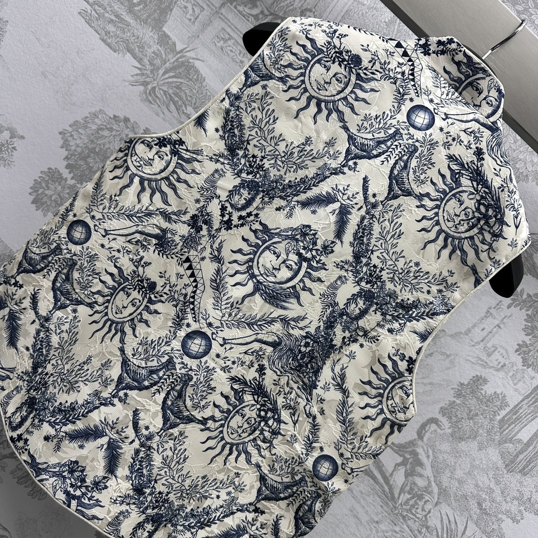 DIOR迪奧高仿太陽花盤扣馬甲無袖背心女款