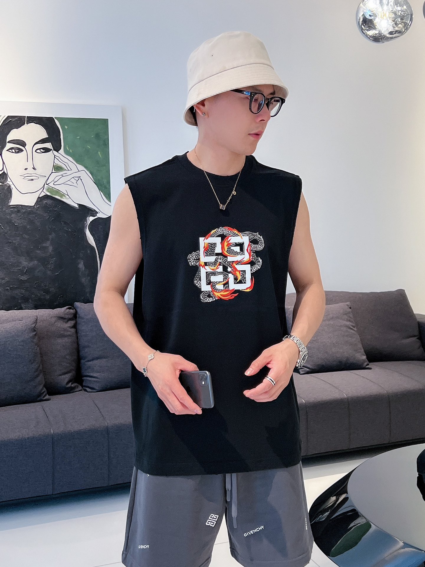 頂級原單男裝衣服紀梵希無袖背心T恤