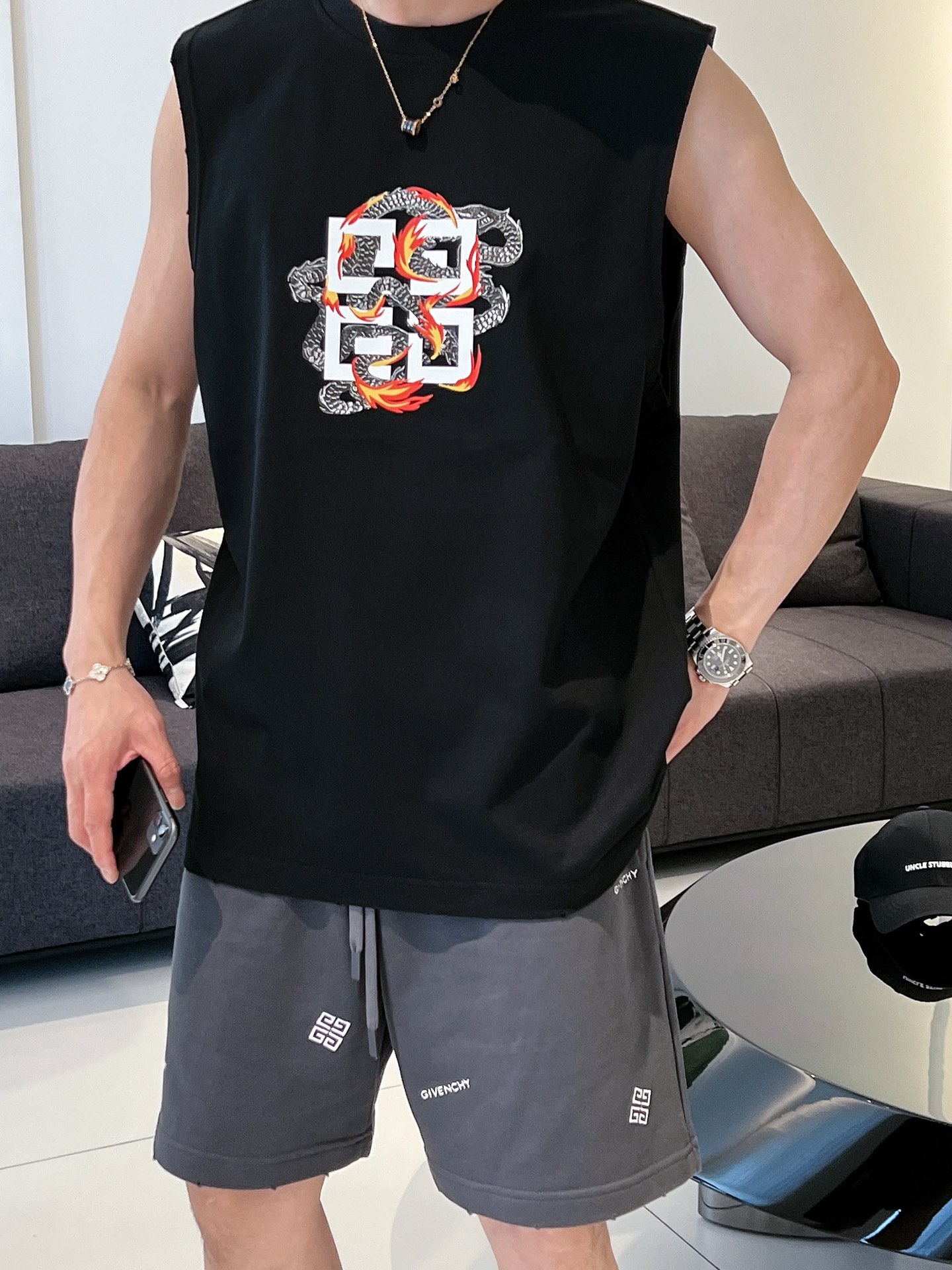 頂級原單男裝衣服紀梵希無袖背心T恤