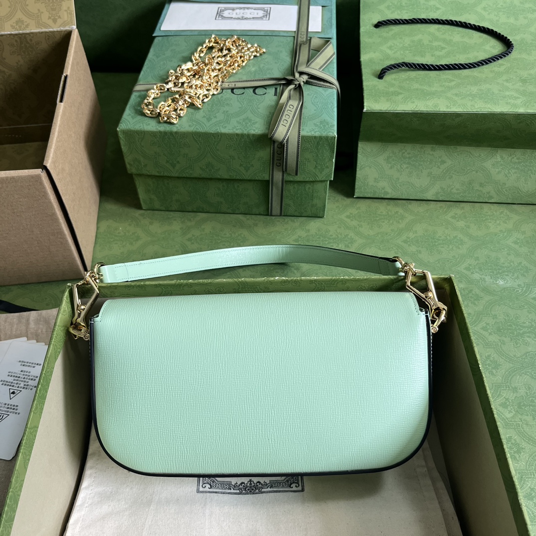 Gucci Horsebit 頂級高仿肩背包女款真皮包包草綠色