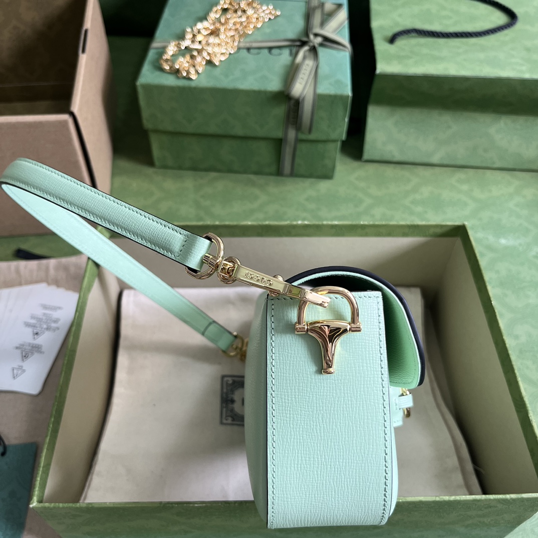 Gucci Horsebit 頂級高仿肩背包女款真皮包包草綠色