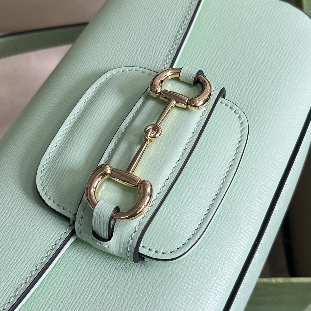 Gucci Horsebit 頂級高仿肩背包女款真皮包包草綠色