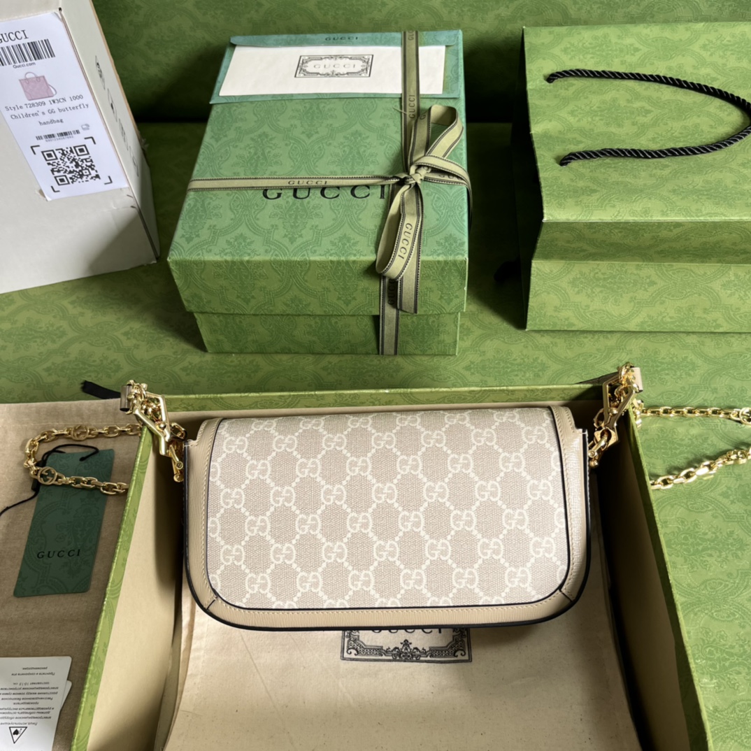 735178Gucci一比一復刻原單肩背包卡其色Horsebit 1955系列