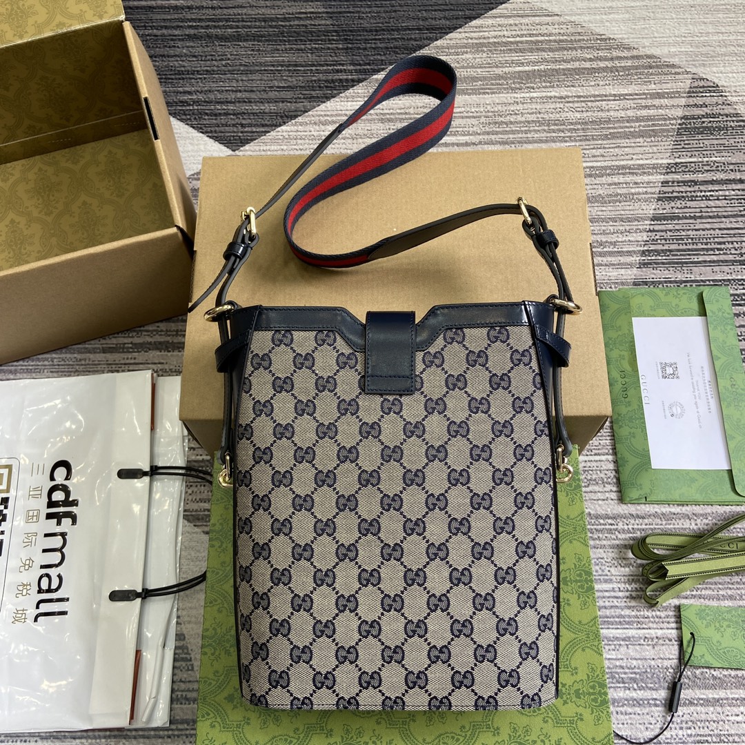 頂級復刻Original GG帆布材質Gucci高仿包包 水桶包男女同款