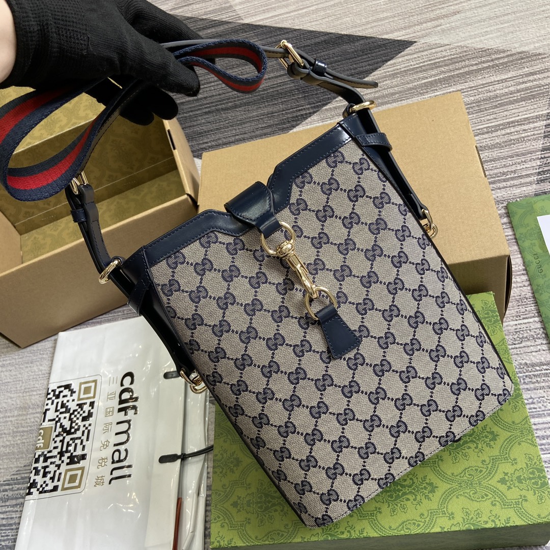 頂級復刻Original GG帆布材質Gucci高仿包包 水桶包男女同款