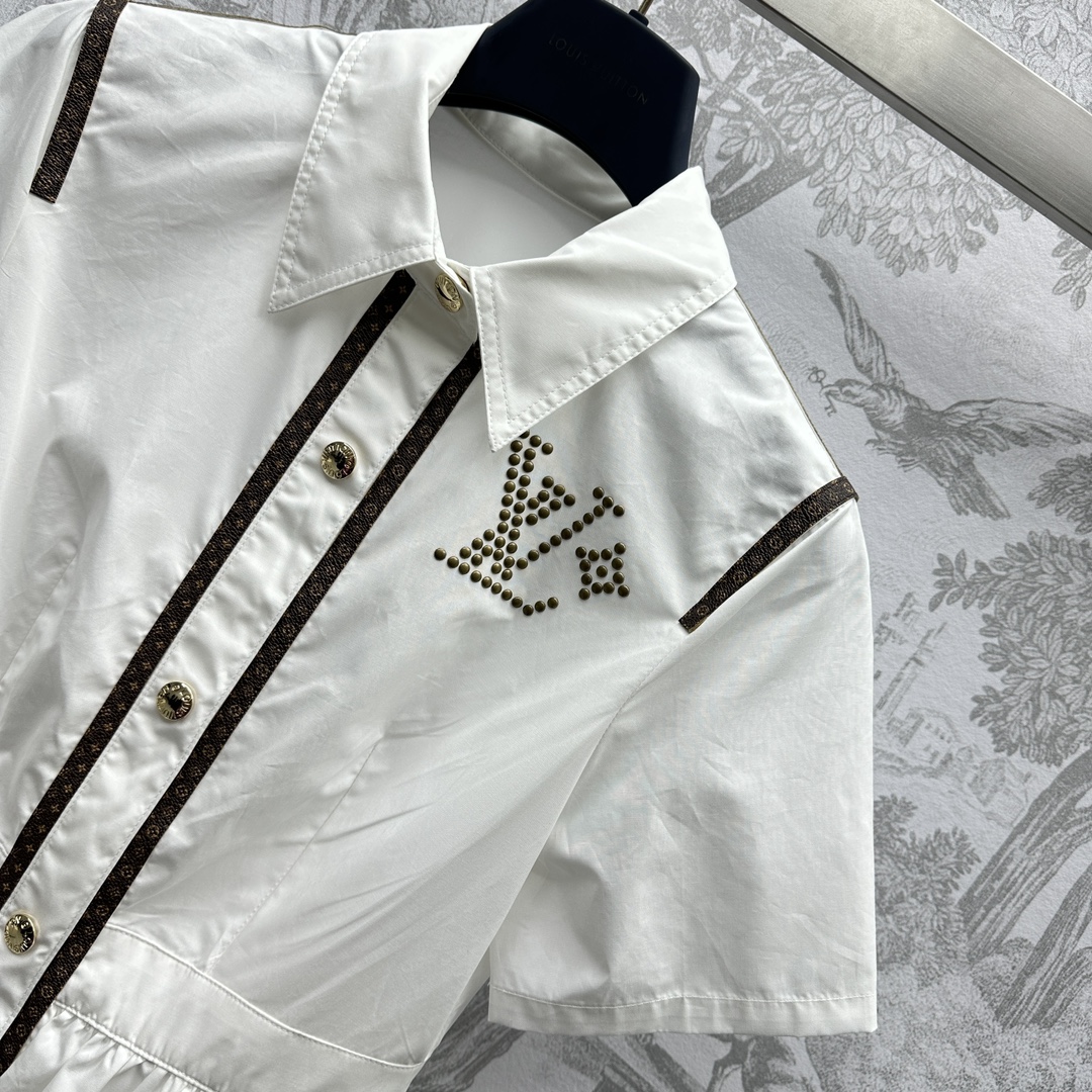 最高版本頂級原單LV重工唐磚襯衣連衣裙 女款奢侈品衣服