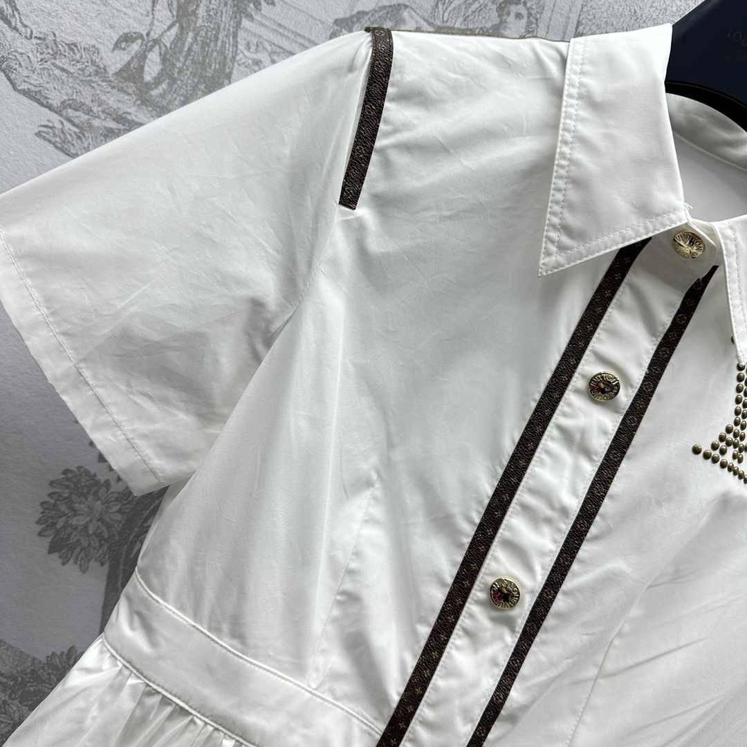 最高版本頂級原單LV重工唐磚襯衣連衣裙 女款奢侈品衣服