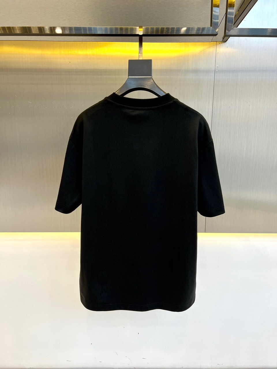 蒙口高仿男裝刺繡logo短袖純棉T恤拼色工藝精品男T恤彈力修身