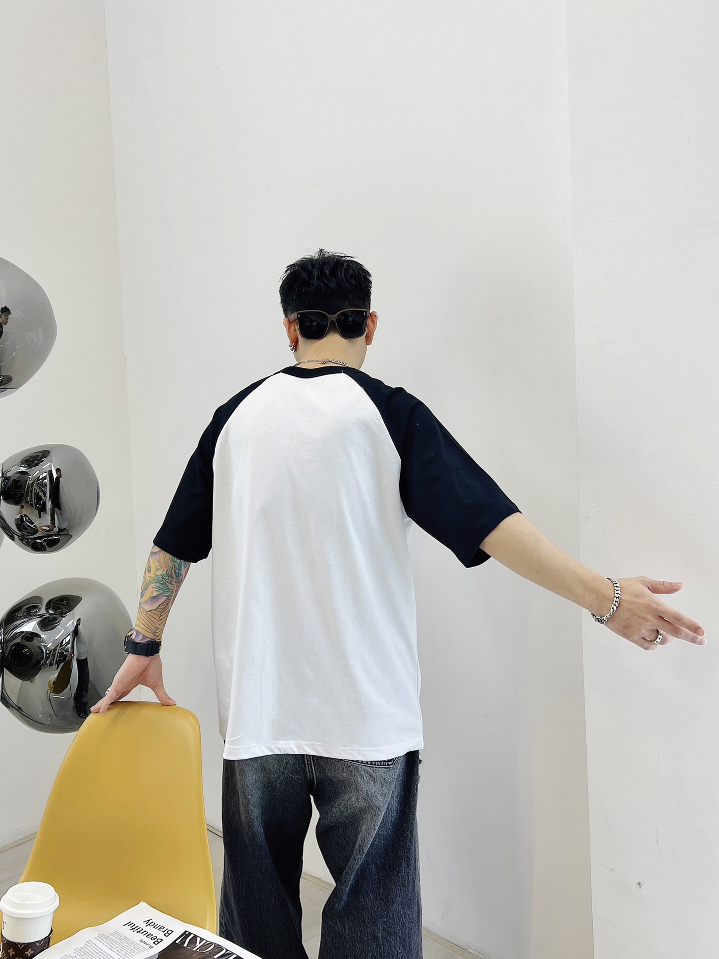 插肩袖字母印花logo 純棉男裝蒙口高仿衣服短袖T恤男