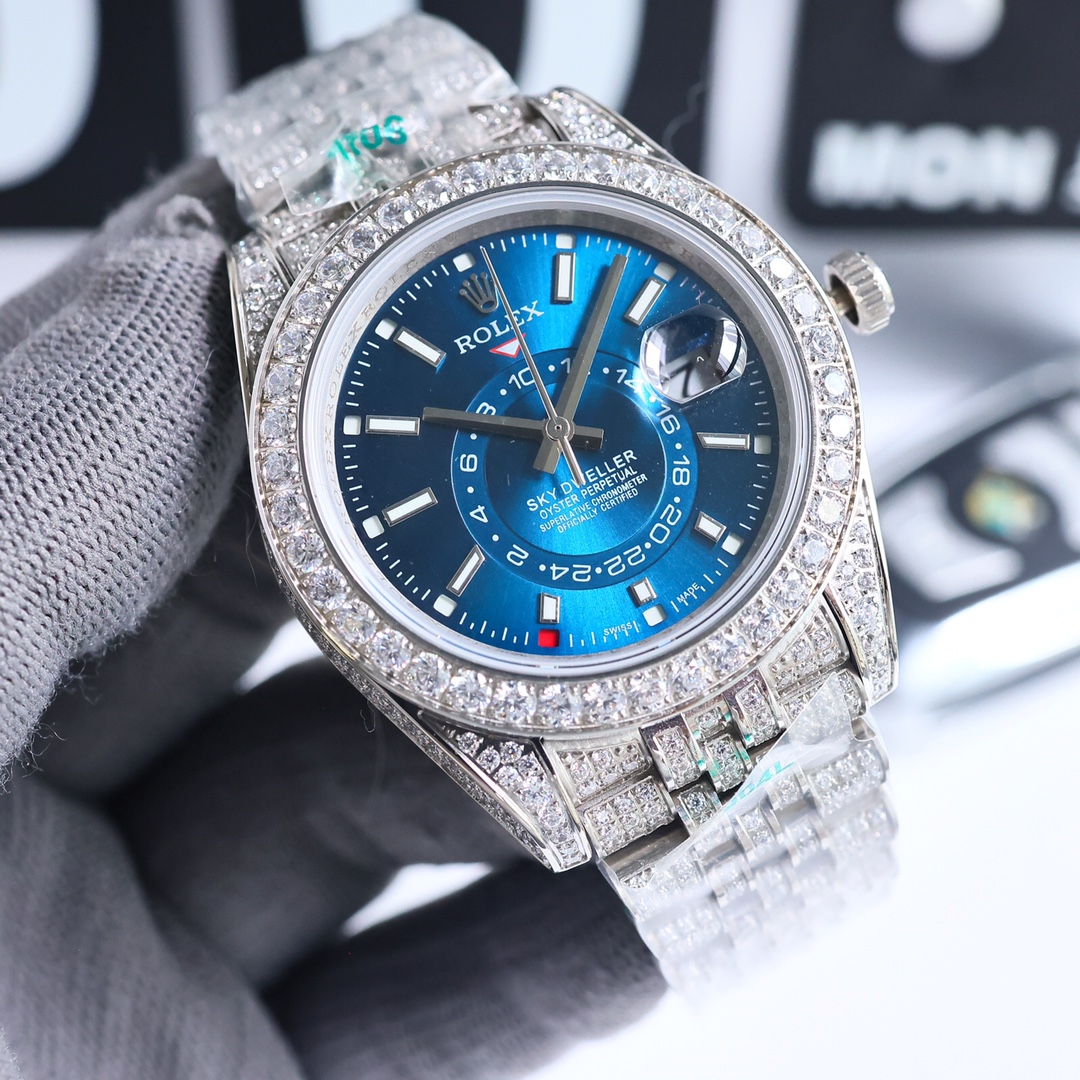 全新字面 單排大鑲鑽圈口 Rolex精品高仿男裝腕錶手錶