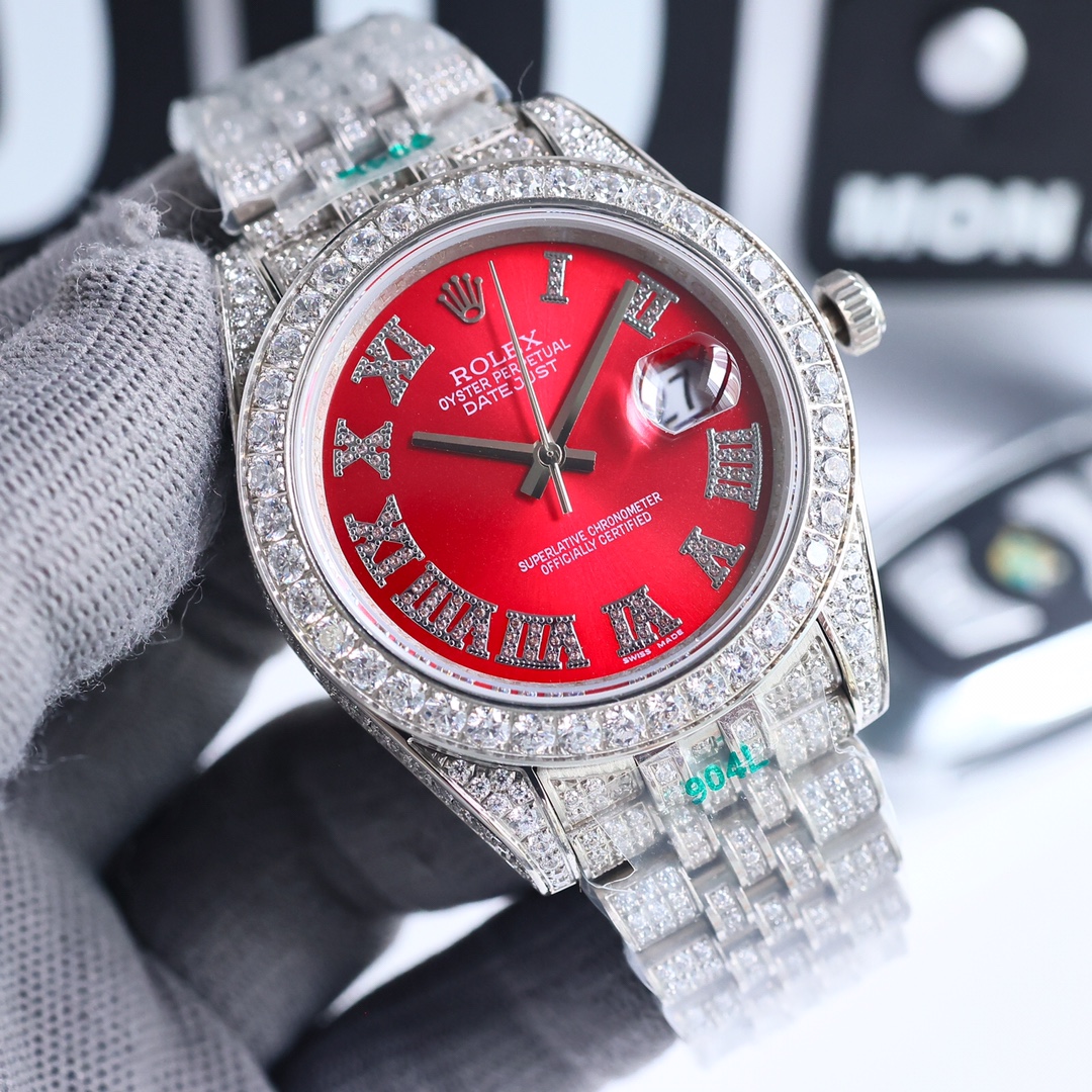 全新字面 單排大鑲鑽圈口 Rolex精品高仿男裝腕錶手錶