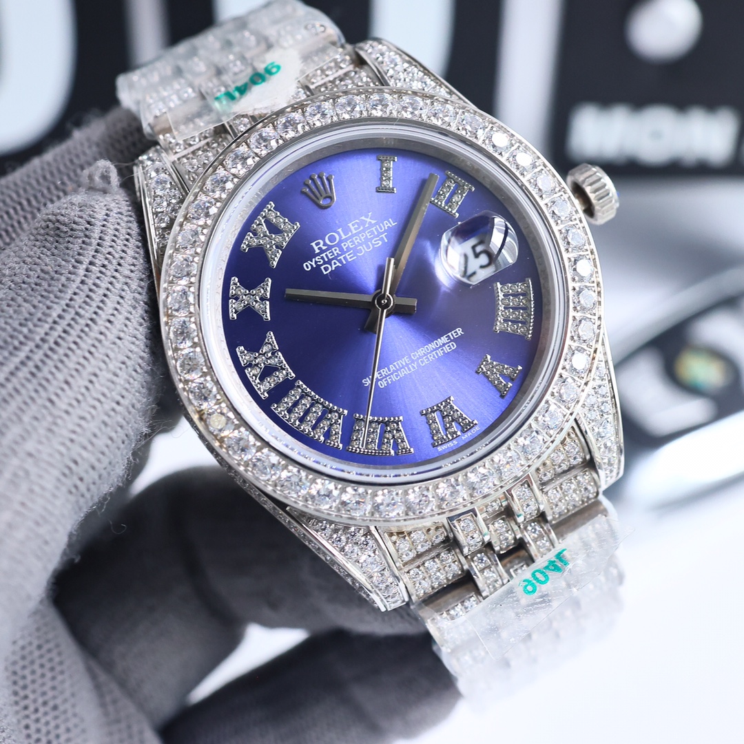 全新字面 單排大鑲鑽圈口 Rolex精品高仿男裝腕錶手錶